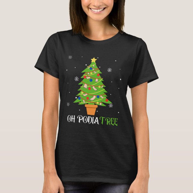 Camiseta Podiatria da árvore de natal, polidatrista médico  (Frente)