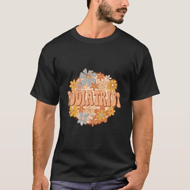Camiseta Podólogo Flores de Leopardo Podologia Enfermagem B (Frente)