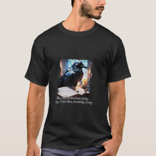 Camiseta Poe raven sentado no livro à luz da vela