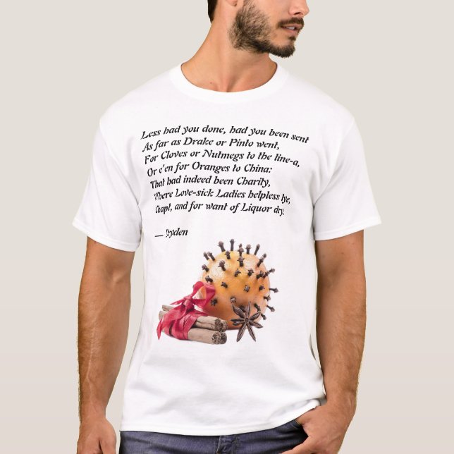 Camiseta Poema de Dryden sobre Cravos e Laranjas (Frente)