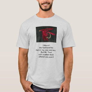 Camiseta "Poema original da truta cruel" com arte da pesca
