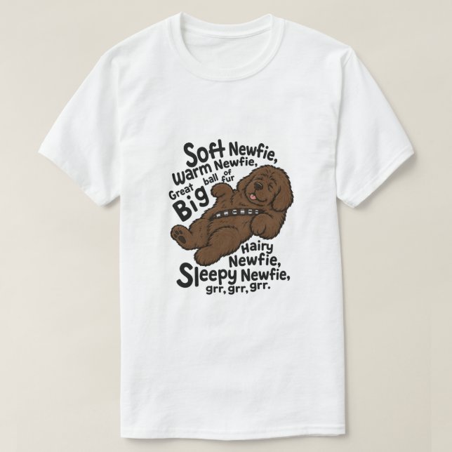 Camiseta Poema Soft Newfie (newf marrom) (Frente do Design)