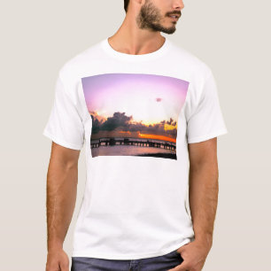 Camiseta poente laranja dourado roxo deslumbrante no méxico