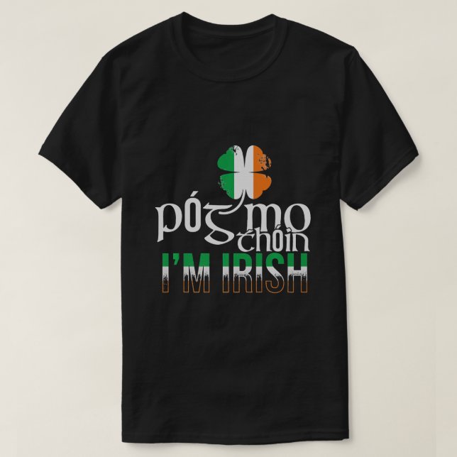 Camiseta Pog Mo Thoin Irish Flag (Frente do Design)