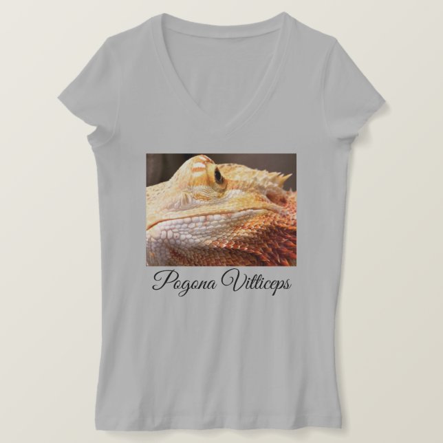 Camiseta Pogona Vitteceps t-shirt dos dragões barbudos (Frente do Design)