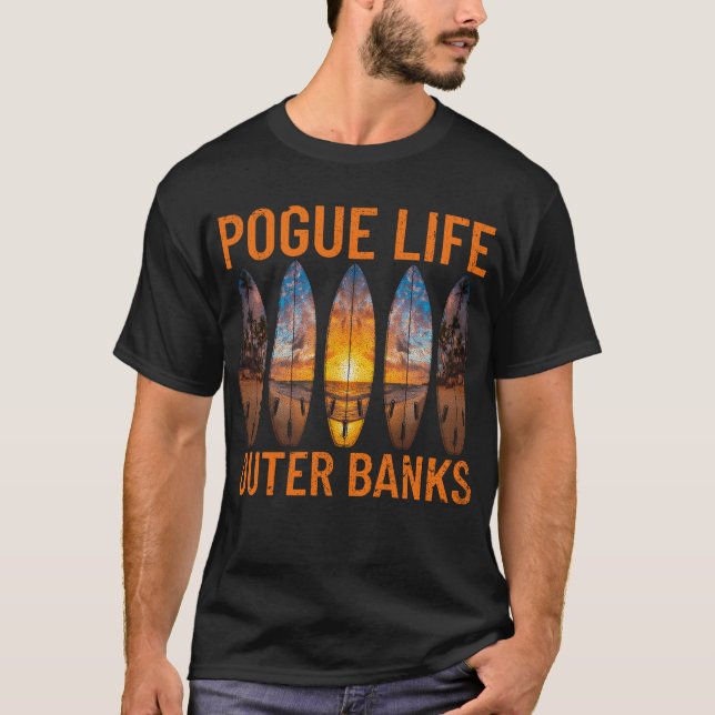 Camiseta Pogue Life Outer Banks Beach Sunset Surfing (Frente)