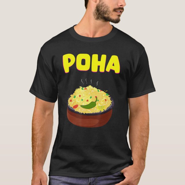 Camiseta Poha Indian Desi Fast comida com tema Garment Desi (Frente)