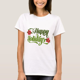 Camiseta Poinsettia de Férias Felizes