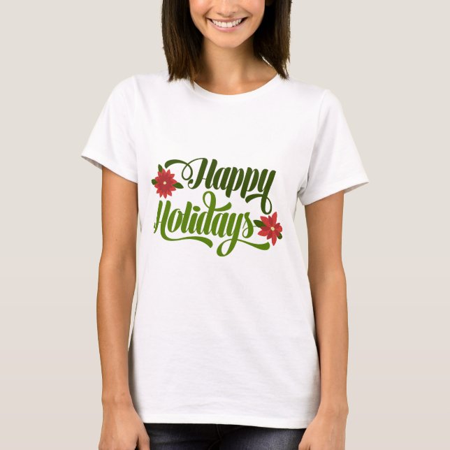 Camiseta Poinsettia de Férias Felizes (Frente)