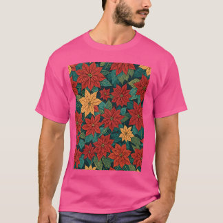 Camiseta Poinsettia Estilo Retro Abstrato Arte Complementar