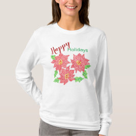 Camiseta Poinsettia Holiday Long Sleeve Tee