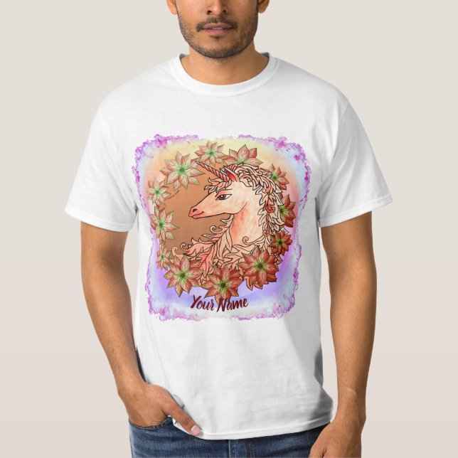 Camiseta Poinsettia Unicorn T-Shirt (Frente)