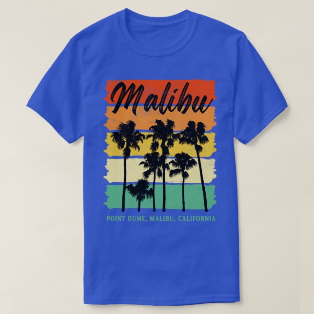 Camiseta Point Dume Malibu California Palm Trees Retro Trav (Frente do Design)