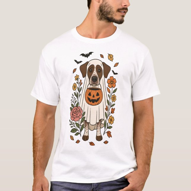 Camiseta Pointer Alemão de Cabelo Curto de Halloween (Frente)
