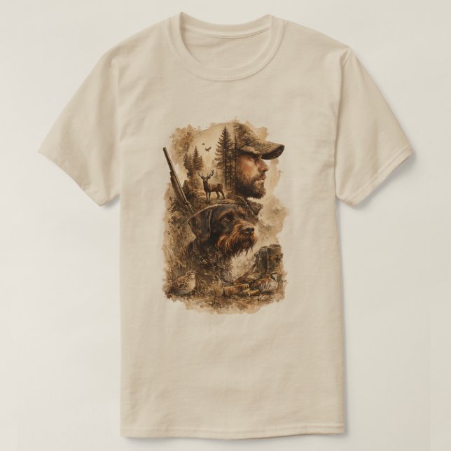 Camiseta Pointer Alemão de Pelo Cabeludo (Frente do Design)