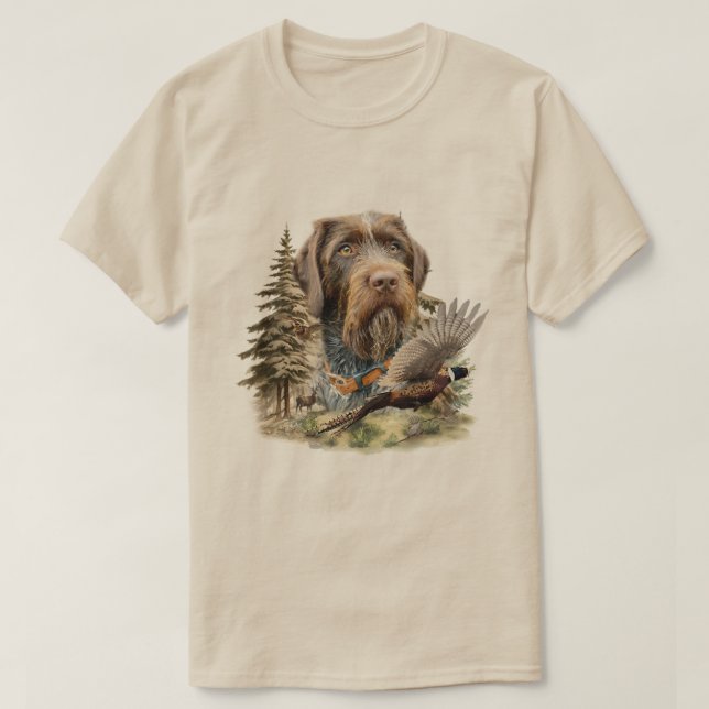 Camiseta Pointer Alemão de Pelo Cabeludo (Frente do Design)