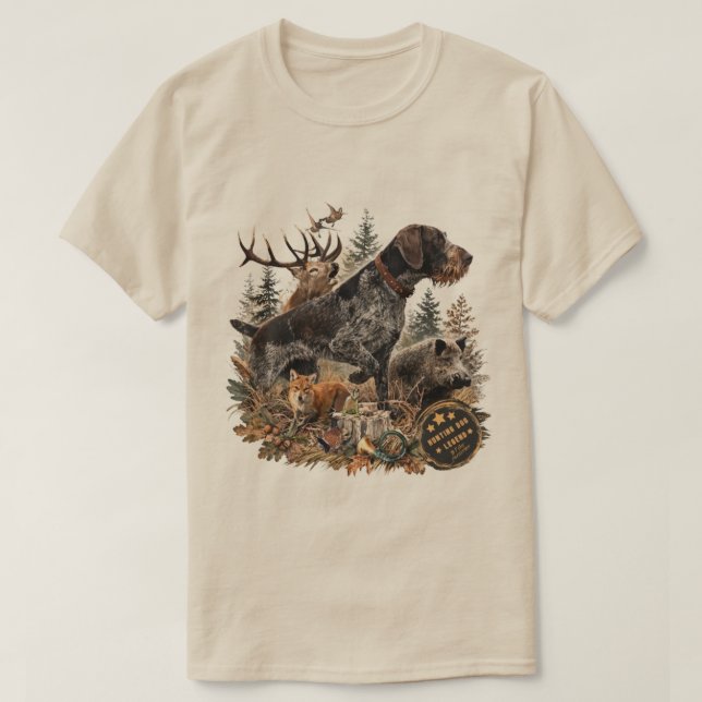 Camiseta Pointer Alemão de Pelo Cabeludo (Frente do Design)
