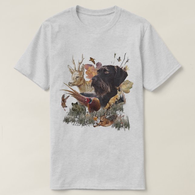 Camiseta Pointer Alemão de Pelo Cabeludo (Frente do Design)