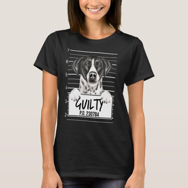 Camiseta Pointer Mugshot Guilty Dog (Frente)