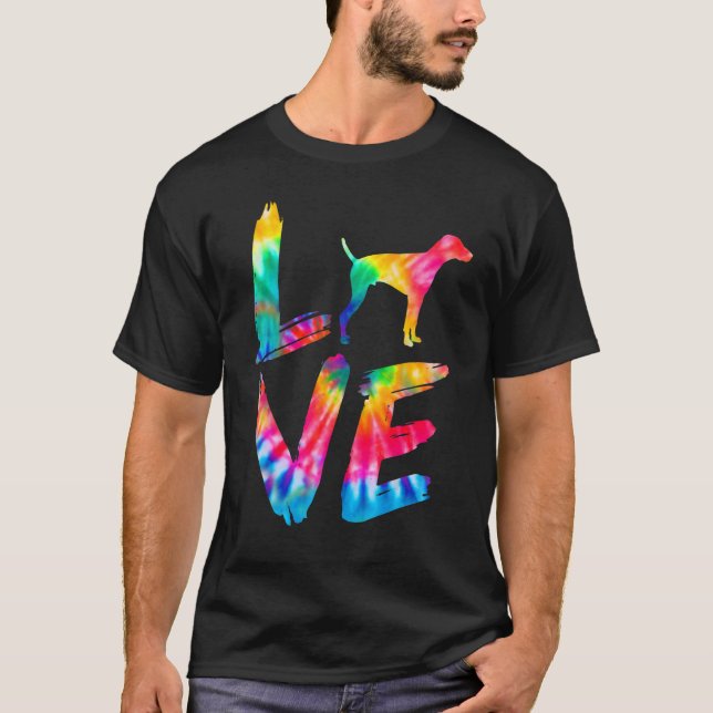 Camiseta Pointer Tie Dye Love Dog Mãe Pai (Frente)