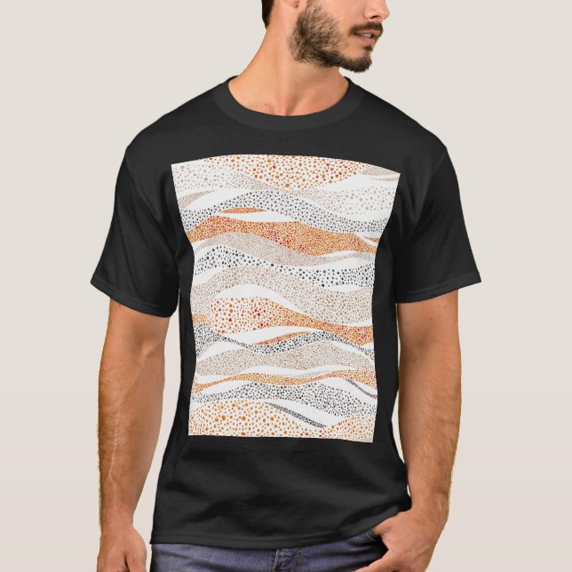 Camiseta Pointilismo Wavy Polka: Têxtil de Doodle Cute (Frente)