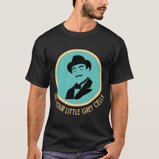 Camiseta Poirot Use Sua Pequena Cinza Células De bigode Azu (Frente)