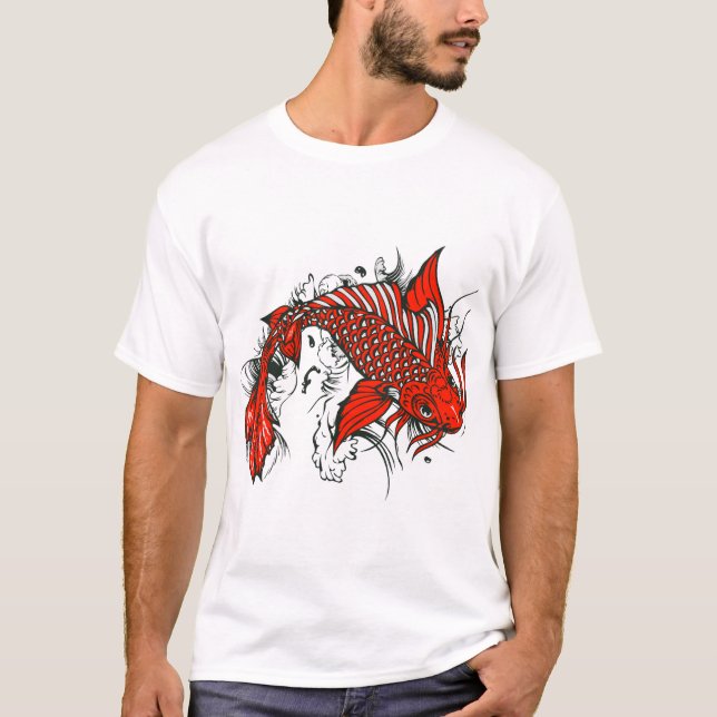 Camiseta Poisson koi tattoo fish japonais dessin old scool (Frente)