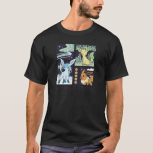 Camiseta Pok mon Eevee Glaceon Leafeon Evolução Gelo Grama