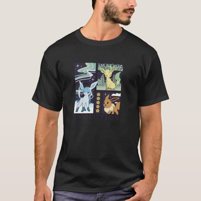 Camiseta Pok mon Eevee Glaceon Leafeon Evolution Ice Grass  (Frente)