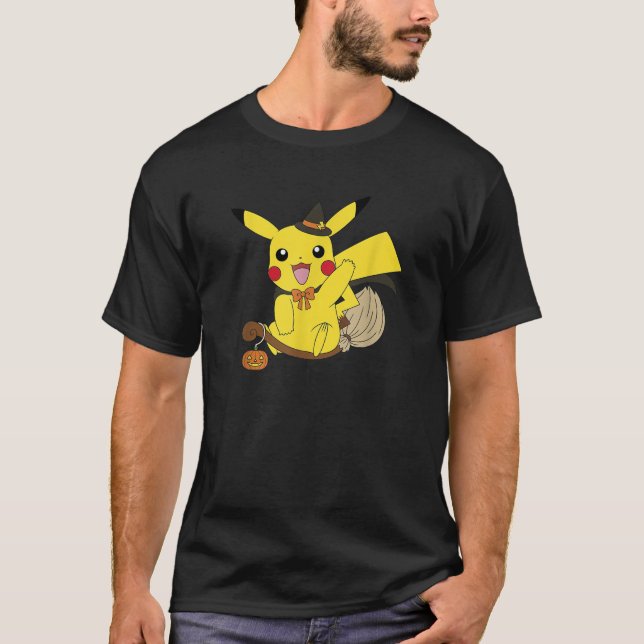Camiseta Pok mon Halloween Pikachu Cute Witch Costume  (Frente)