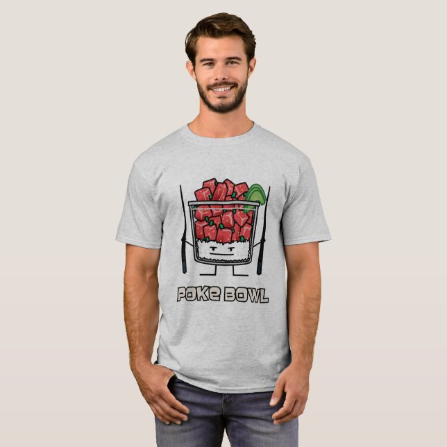Camiseta Poke bowl Hawaii salada de peixe cru chopsticks ak (Frente Completa)