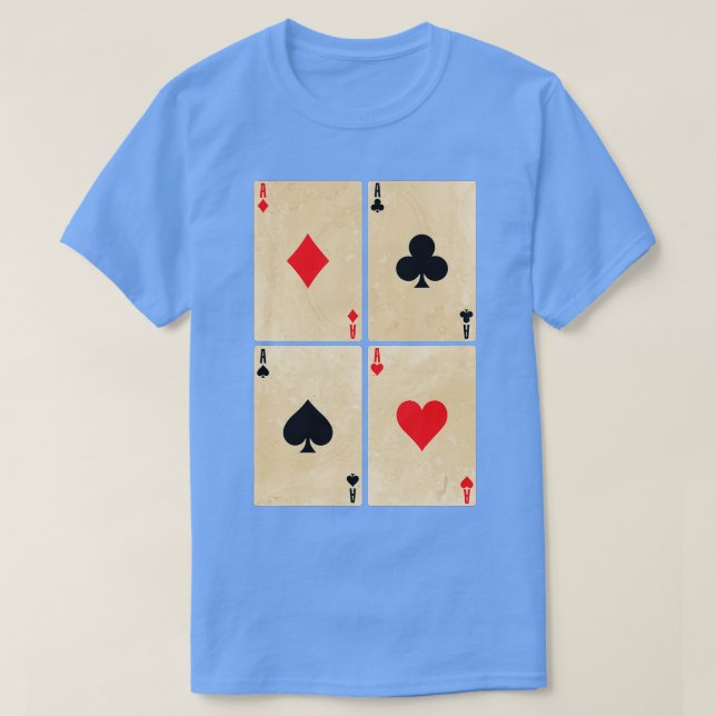 Camiseta Poker Cards Aces Diamonds Spades Cross Hearts  (Frente do Design)