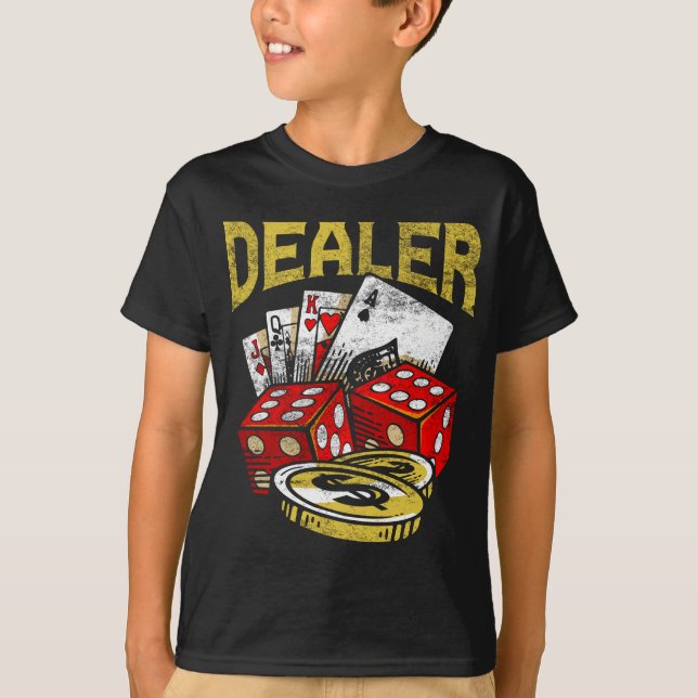 Camiseta Poker do Texas Holdem do revendedor de jogos casin (Frente)