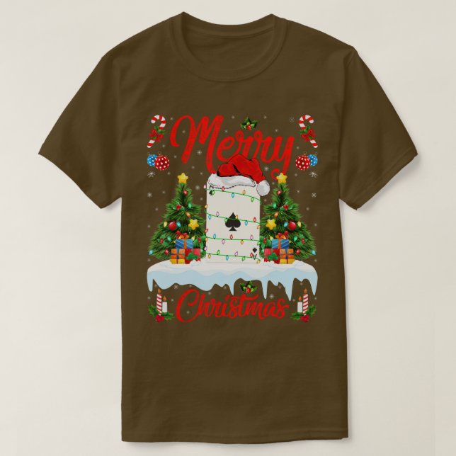 Camiseta Poker Game Lights Xmas Tree Papais noeis Poker Nat (Frente do Design)