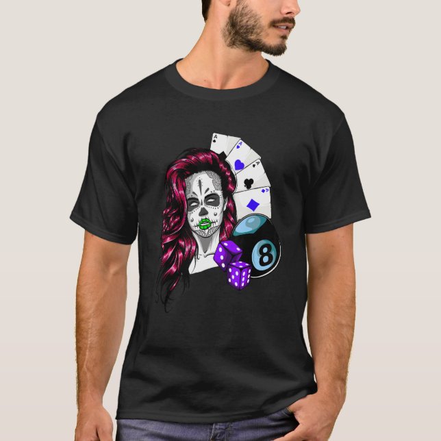 Camiseta Poker Lady Gambling Rolling Dice Face (Frente)