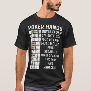 Camiseta Pôker Mãos Cheat Sheet Card Casino Gam