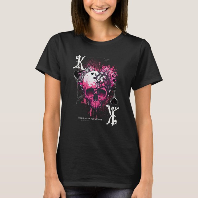 Camiseta Poker Playing Card Apparel King Of Hearts Skull (Frente)