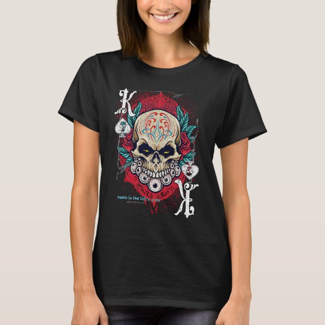 Camiseta Poker Playing Sugar Skull Spades King Dia De Muert (Frente)