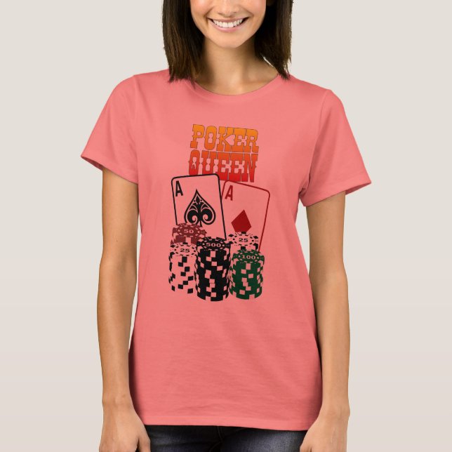 Camiseta Poker Queen - Dois Aces e Chips (Frente)