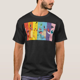 Camiseta Pokmon Group Shot Poke Retrato Rainbow