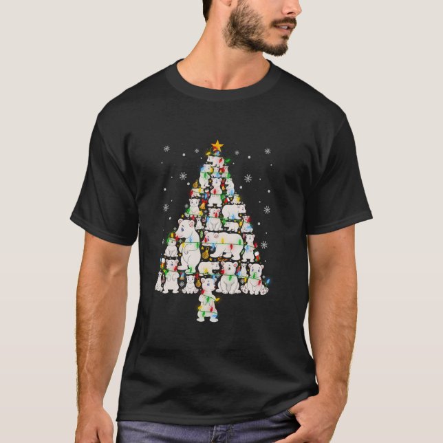 Camiseta Polar Bear Árvore de Natal Engraçado Pol de Natal  (Frente)