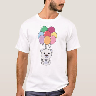 Camiseta Polar Bear Flies Up With Colorful Balloons