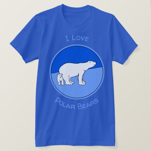 Camiseta Polar Bear Mãe e Pintura em Cubo - Arte Selvagem (Frente do Design)