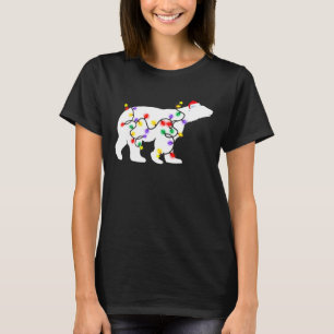 Camiseta Polar Bear Natal Luz Santa Hat Xmas