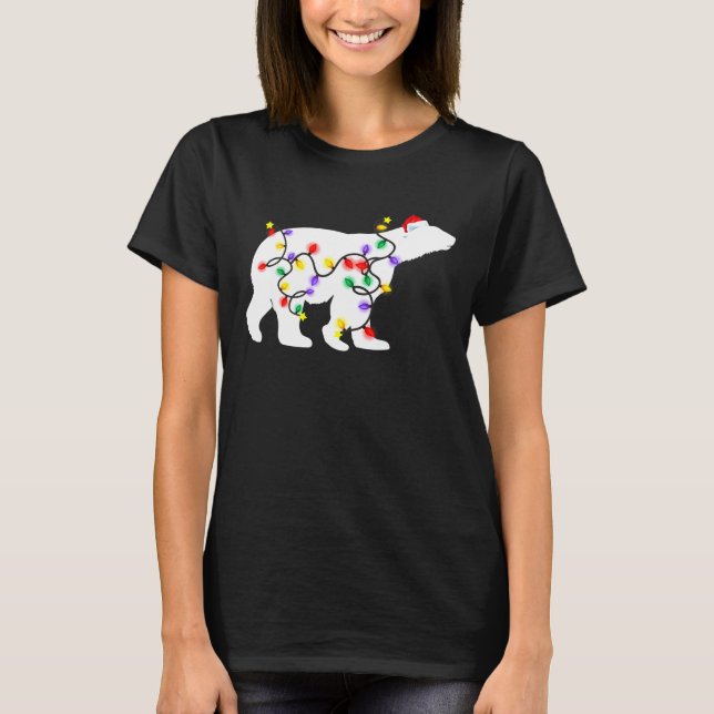 Camiseta Polar Bear Natal Luz Santa Hat Xmas (Frente)