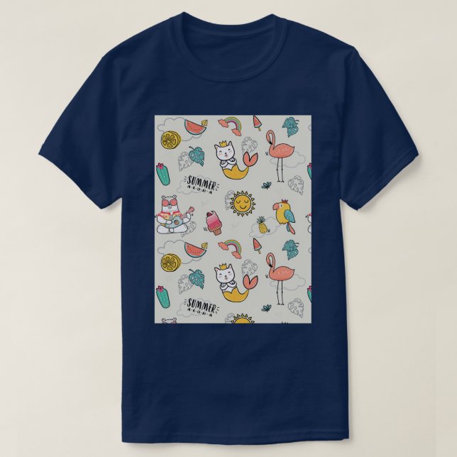 Camiseta Polar Bear Parrot Flamingo Lemon Sun Watermelon (Frente do Design)