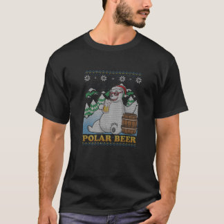 Camiseta Polar Bear Santa Claus Bebendo Beer Ugly Christma