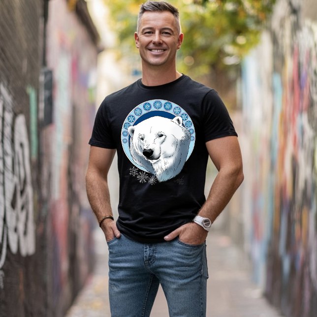 Camiseta Polar Bear Snowflakes Art Nouveau (Criador carregado)
