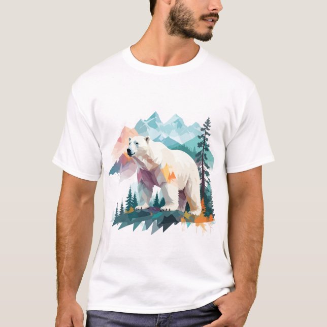 Camiseta Polar Bear Vetor Arte Animal Majestosa Natureza Se (Frente)