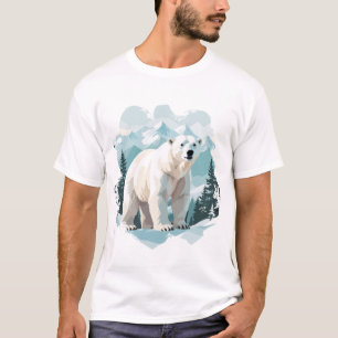 Camiseta Polar Bear Vetor Arte Animal Majestosa Natureza Se